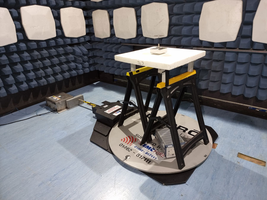 Engineer using EMC test equipment