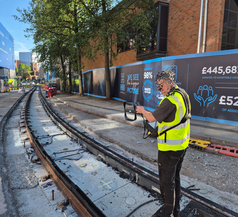 Engineer performing EMF survey